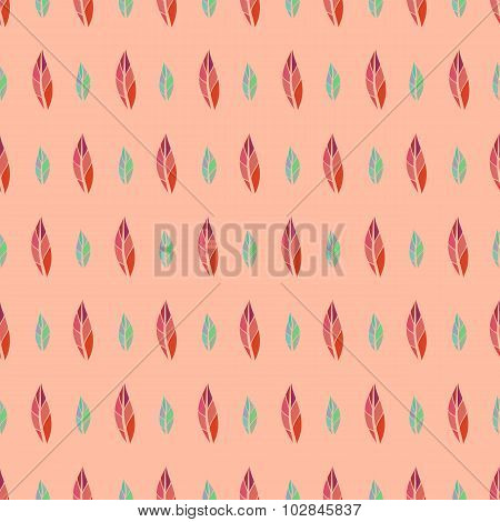 Vector seamless pattern with colorful doodle leaves