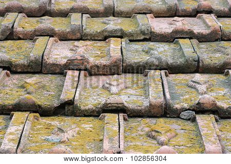 old ancient roof tiles background