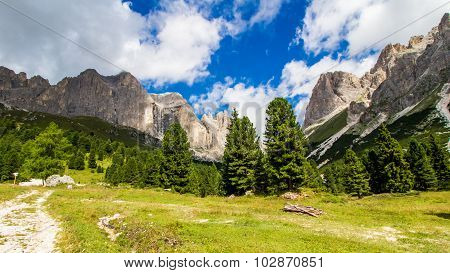 View Of The Rosengarten Group In The Dolomites, Italy
