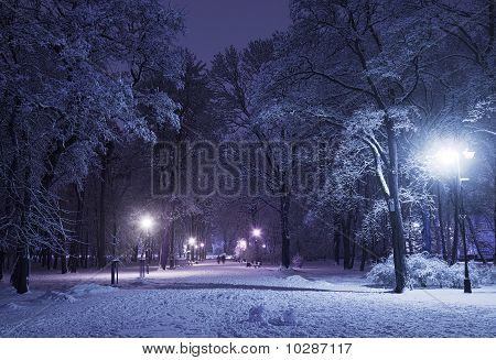Winter Alley At Night