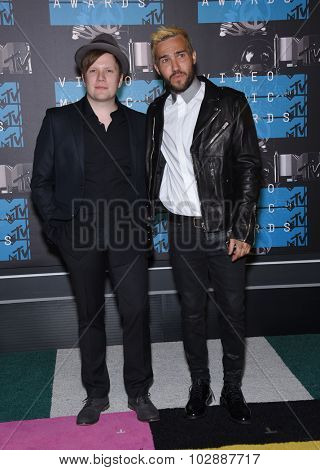 LOS ANGELES - AUG 30:  Patrick Stump & Pete Wentz 2015 MTV Video Music Awards - Arrivals  on August 30, 2015 in Hollywood, CA                