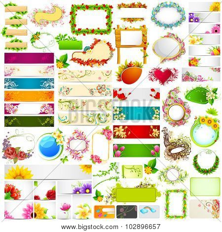 illustration of set of colorful floral banner jumbo collection with different flower
