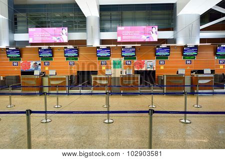 MOSCOW, RUSSIA - AUGUST 19, 2015: airport terminal. Sheremetyevo International Airport is an international airport located in Khimki, Moscow Oblast, Russia, 29 km northwest of central Moscow.