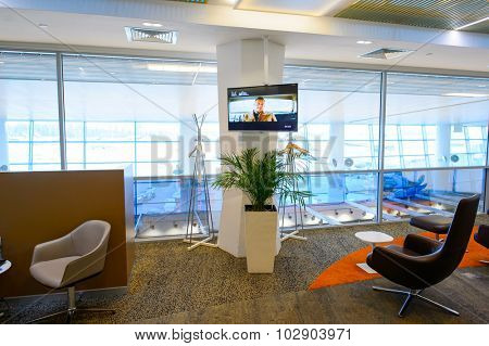 MOSCOW, RUSSIA - AUGUST 19, 2015: airport terminal. Sheremetyevo International Airport is an international airport located in Khimki, Moscow Oblast, Russia, 29 km northwest of central Moscow.