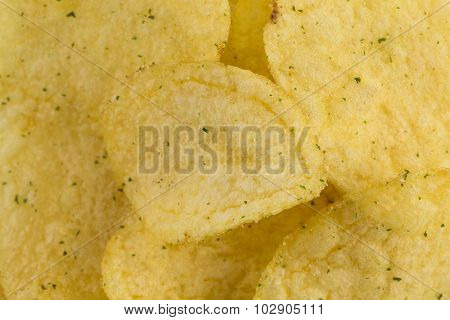 Prepared Potato Chips Snack Closeup View