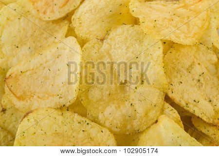 Prepared Potato Chips Snack Closeup View