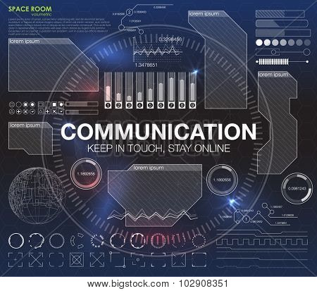Communication concept in HUD style. The word 