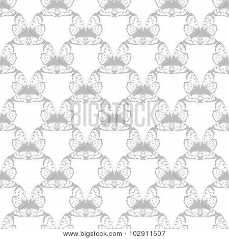 Vector Gray Abstract Butterfly Wing Seamless Pattern