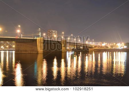 Volodarsky Bridge At Night.
