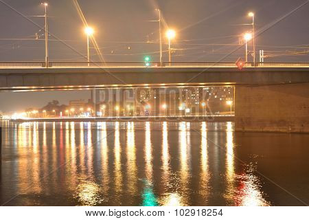 Volodarsky Bridge At Night.