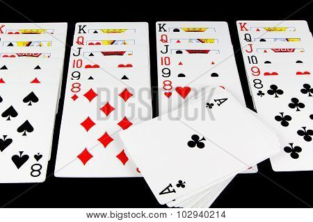 Playing Cards Game On Black Background