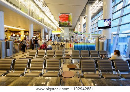 MOSCOW, RUSSIA - AUGUST 19, 2015: airport terminal. Sheremetyevo International Airport is an international airport located in Khimki, Moscow Oblast, Russia, 29 km northwest of central Moscow.