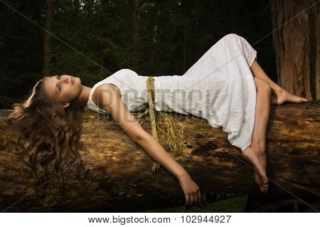 Slavonian Girl In The Deep Forest