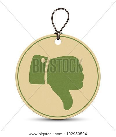 Paper Thumb Down Tag Isolated On White Background