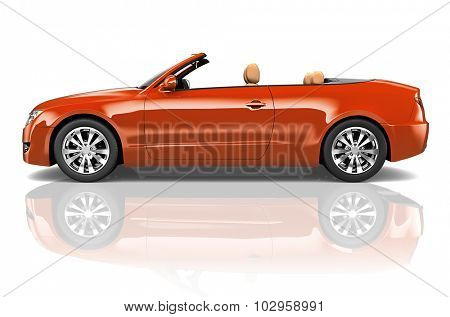 Car Convertible Transportation 3D Illustration Concept