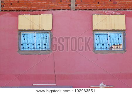 Window In   And Old Construction Wal Brick Historical