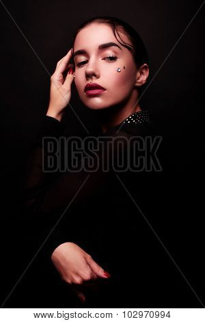 Fashion Brunette Model Portrait.