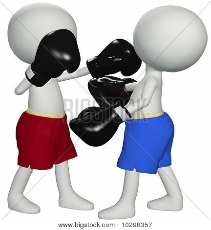 Soco de pugilistas nocaute em luta de boxe 3D