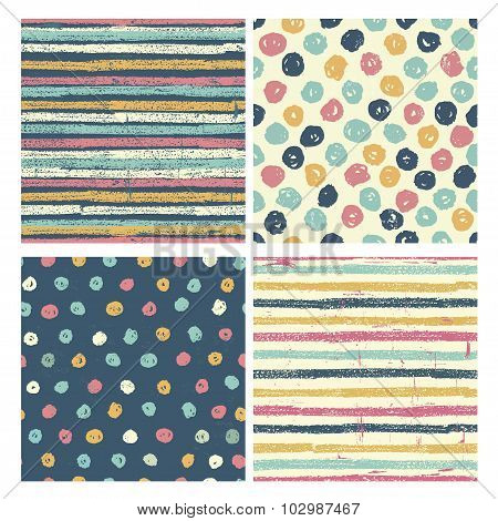 Set Of Four Bright  Seamless Patterns
