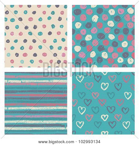 Set Of Naive Styled Seamless Patterns