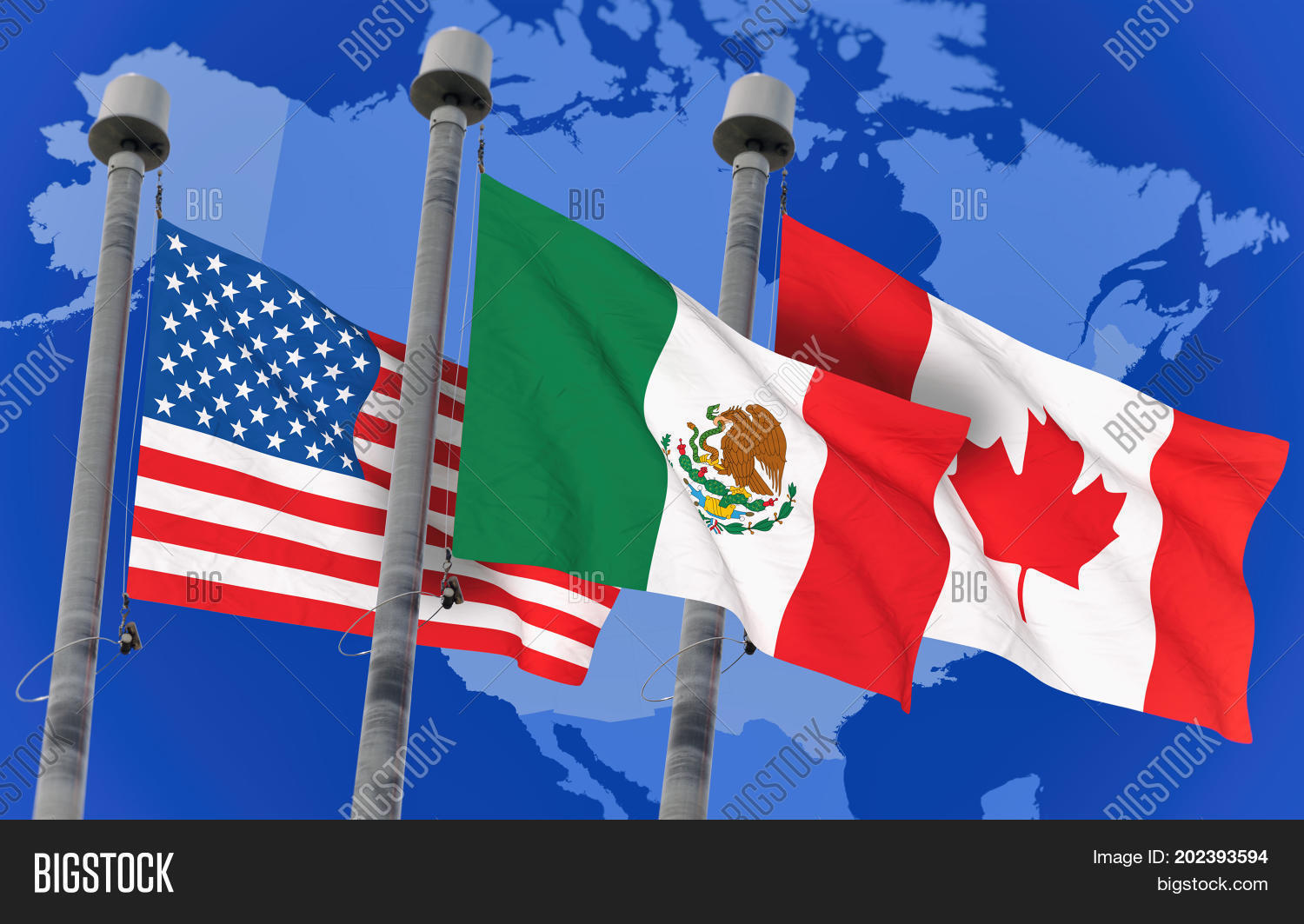 Canada Mexico US Flags Image & Photo (Free Trial) | Bigstock