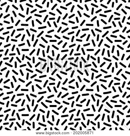 Lines. Black and white memphis pattern. 80s - 90s style. Retro fashion. Mosaic texture. Vector Illustration.
