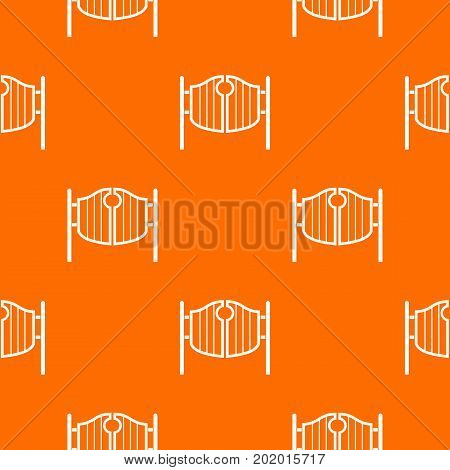 Vintage western swinging saloon doors pattern repeat seamless in orange color for any design. Vector geometric illustration