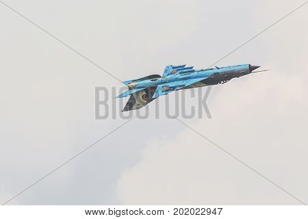 Radom, Poland - August 26, 2017 : Polish Su 22 Fighter Display During Radom Air Show 2017.