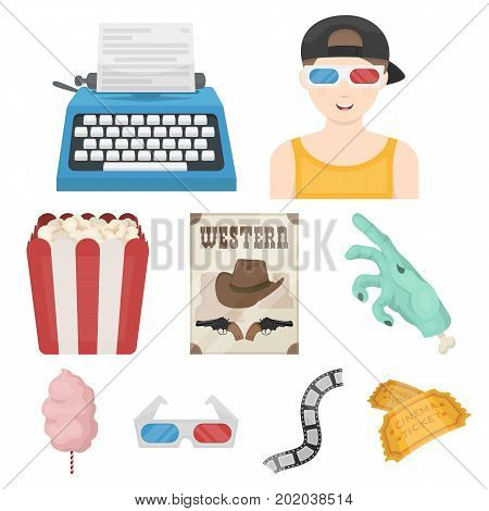 Films and cinema set icons in cartoon style. Big collection of films and cinema vector symbol stock