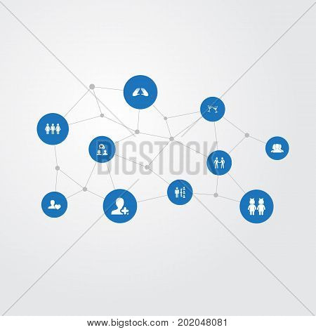 Elements Ensemble, Mates, Beverage And Other Synonyms Buddies, Look And Friendship.  Vector Illustration Set Of Simple  Icons.