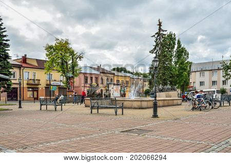 SKALA POLAND - AUGUST 13 2017: Nice little market in Skala City Poland.