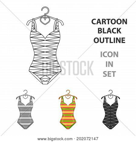 Bright striped swimsuit in the colors of the rainbow. Beach female form.Swimcuits single icon in cartoon style vector symbol stock web illustration.