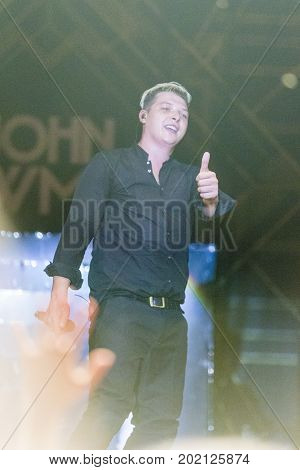 Minsk Belarus-August 12 2017: World Famous British Pop-Singer John Newman Performing at A-Fest Music Festival on August 12 2017 in Minsk Republic of Belarus.