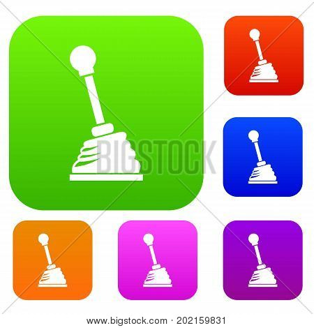 Gear stick set icon in different colors isolated vector illustration. Premium collection