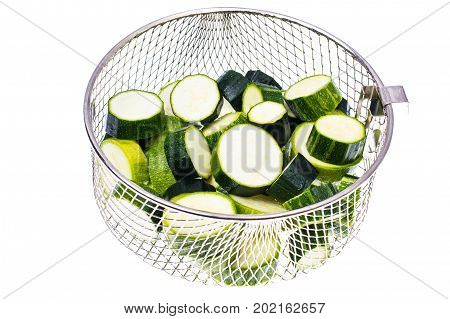 Young zucchini, cut into slices. Studio Photo