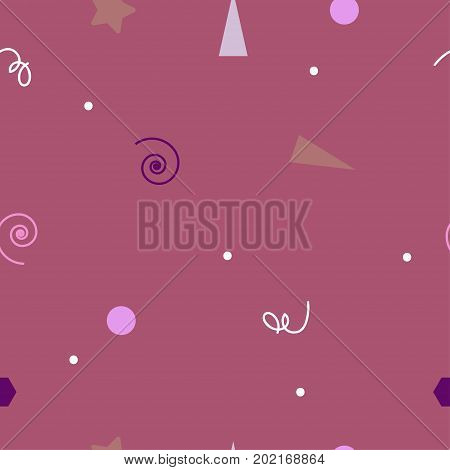 Seamless tiny pink birthday pattern. Abstract gentle holiday background for wrapping print textile fabric. Gurley pattern. Vector illustration