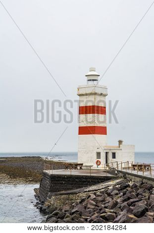 gardskagaviti lighthouse , Iceland. Vertical photo, day light