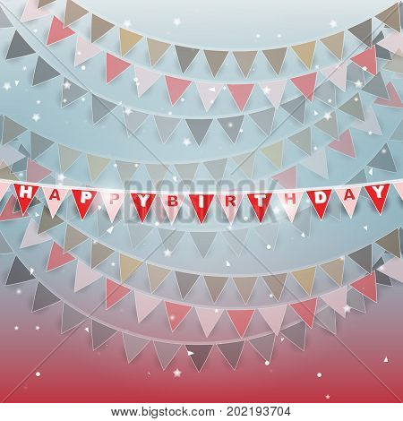 Happy birthday flags on beautiful background stock vector