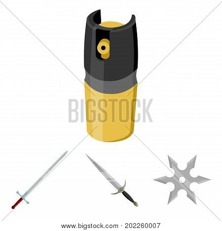 Sword, two-handed sword, gas balloon, shuriken. Weapons set collection icons in cartoon style vector symbol stock illustration .
