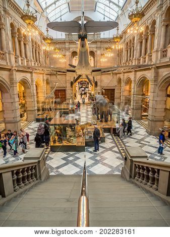 GLASGOW, SCOTLAND - JULY 21: Spitfire Hall in the Kelvingrove Art Gallery and Museum in Glasgow Scotland United Kingdom on July 21, 2017. The Kelvingrove is an main tourist attraction in Scotland.