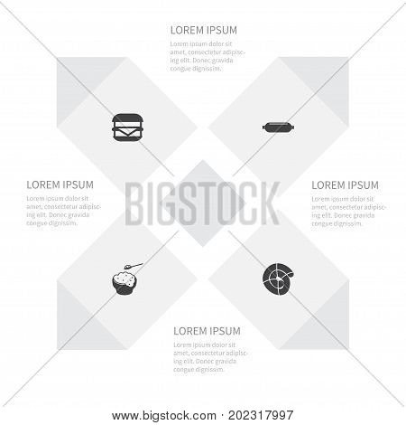 Icon Meal Set Of Sousage, Burger, Rice And Other Vector Objects