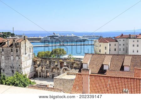 SPLIT, CROATIA - 12 JULY, 2017: Roofs of houses in Split, Croatia.