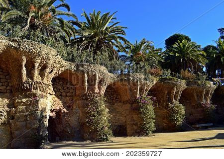 Viaduct, Park Guell, Construido between 1900 and 1914