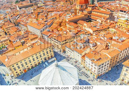 Beautiful Landscape Above Urban And Historical View Of The Florence From Giotto's Belltower (campani