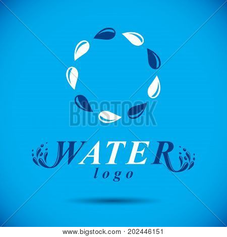 Pure water vector abstract logo for use as marketing design symbol. Living in harmony with nature concept.