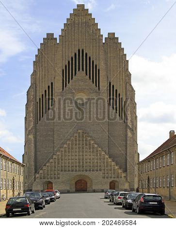 Famous Lutheran Grundtvig's Church in Copenhagen, Denmark
