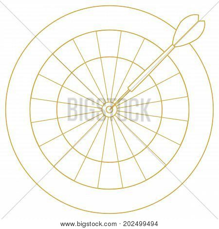 Cute Vector Illustration Of Target And Arrow For The Darts. Sports Theme.