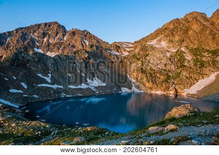 Alpine Lake Among The Rocks, Arhyz, Russian Federation