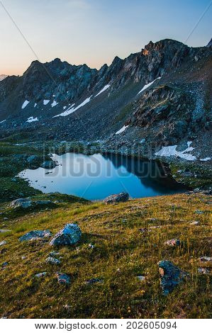 Alpine Lake Among The Rocks, Arhyz, Russian Federation