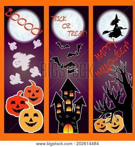 Happy Halloween Banner. Set Of Vector Design Elements.